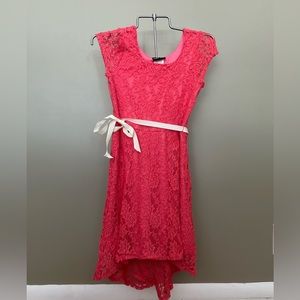 Paper Doll size 10 kids pink salmon colour lace dress with liner